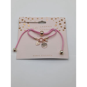 NWT LAUREN CONRAD – “True Love” Pink Cord Charm Bracelet